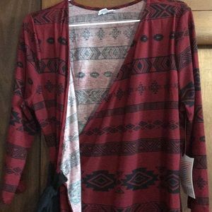 LuLaRoe Michelle wrap dress size medium red Aztec